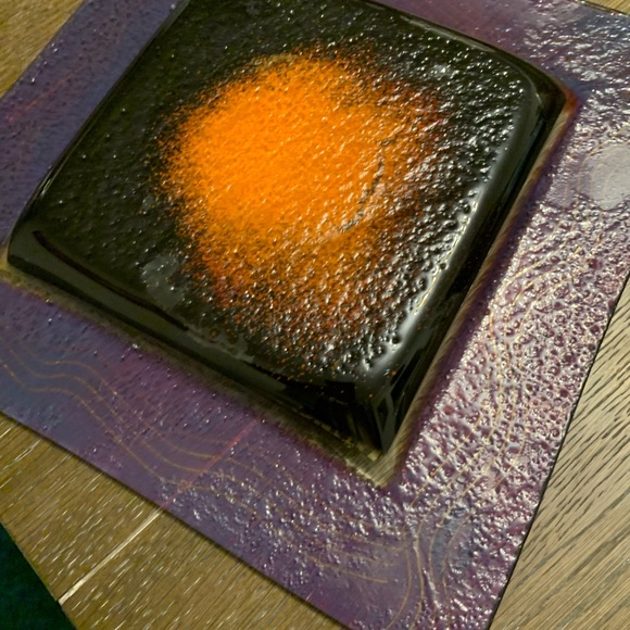 Fused Art Glass 10 3/4” Square Hand Made Hanna Bahral  Jerusalem Israel - Picture 8 of 8